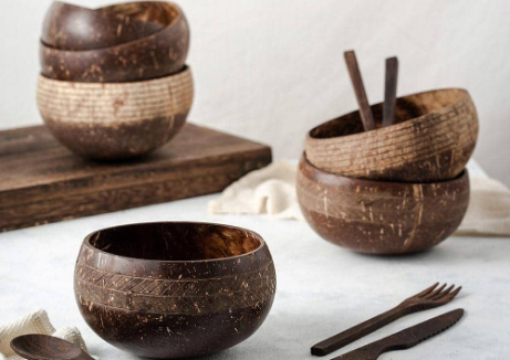 dừa được tái chế thành bát